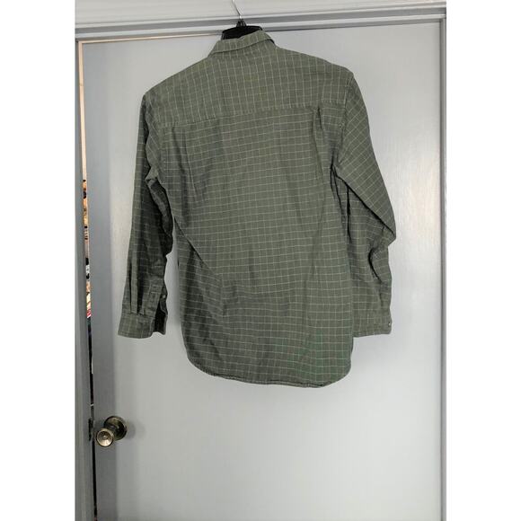Izod shirt mens size medium long sleeve button up green plaid - Picture 2 of 3